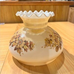 Vintage hurricane glass floral cream lamp shade